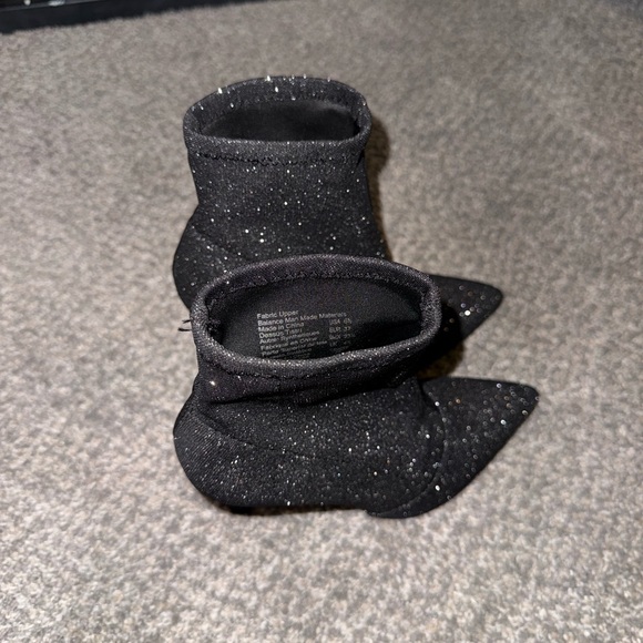 Brash Spicy Sparkle sock booties in black with a pointed toe and stiletto heel - Picture 6 of 11